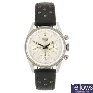 (134177506) A stainless steel manual wind chronograph gentleman's Heuer Carrera wrist watch.