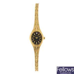 (711077181) A gold plated quartz lady's Accurist bracelet watch.