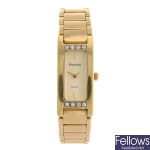 (710009055) A 9ct gold quartz lady's Accurist Gold bracelet watch.