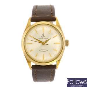 A gold plated automatic gentleman's Tudor Oyster-Prince wrist watch.
