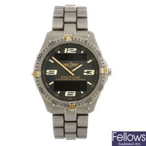 A titanium quartz gentleman's Breitling Aerospace bracelet watch.