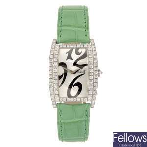 An 18k white gold quartz lady's Piaget Limelight wrist watch.