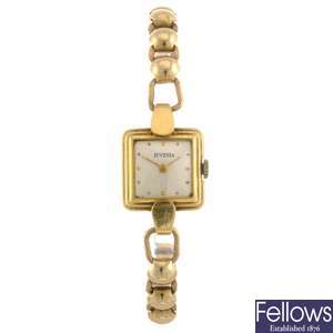 An 18ct gold manual wind lady's Juvenia bracelet watch.