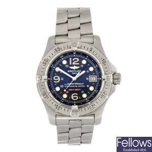 (6111) A stainless steel automatic gentleman's Breitling Superocean Steelfish X-Plus bracelet watch.