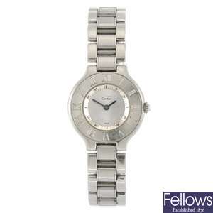 (809032758) A stainless steel quartz Cartier Must De Cartier 21 bracelet watch.