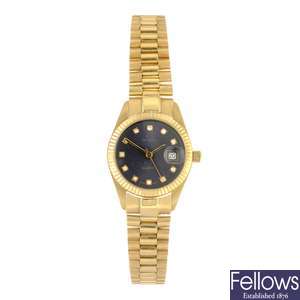 (128937400) An 18k gold quartz lady's Geneve bracelet watch.
