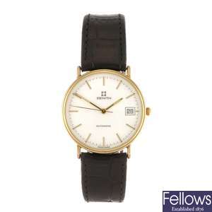 (107211426) A 9k gold automatic gentleman's Zenith wrist watch.