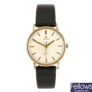 (304294161) A 9ct gold manual wind gentleman's Omega wrist watch.