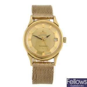 (103219) An 18ct gold automatic gentleman's Omega Constellation bracelet watch.