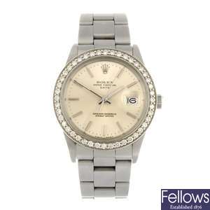 (110645) A stainless steel automatic gentleman's Rolex Date bracelet watch.