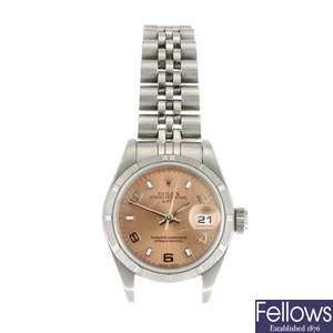 (000892) A stainless steel automatic lady's Rolex Date bracelet watch.