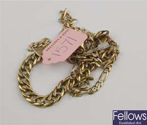 (946000906) 9ct gate bracelet, 9ct figaro necklace