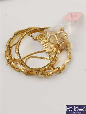 (201207925) two assorted bangles, ring fancy earrings, bracelet pendant