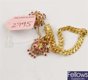(1102020023) bracelet link bracelet, 22ct  fancy earrings