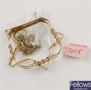 (602037801) two assorted bangles, two assorted chains,  stud earrings,  fancy necklet, 9ct word pend