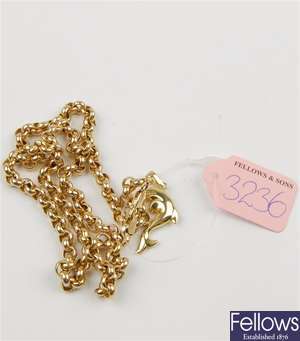 (220984426)  belcher necklace, 9ct animal pendant