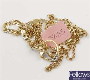 (411027201) three assorted bracelets,  belcher necklace, ring cluster ring