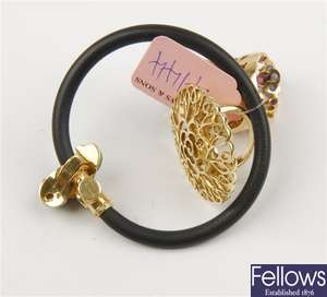 (133101342) ring link bracelet, ring fancy earrings, two assorted rings