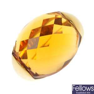 CHIMENTO - an 18ct gold citrine dress ring.