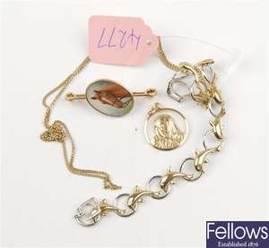 (970000104)   9ct pendant,  link bracelet, ring curb necklet