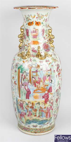 A large 19th century Chinese canton famille rose porcelain vase