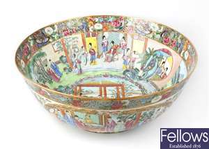 A large 19th Century Chinese Canton famille rose circular bowl