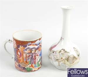 A 19th century Canton mug and vase
