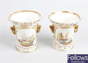 A pair of 19th century spill holder vases 