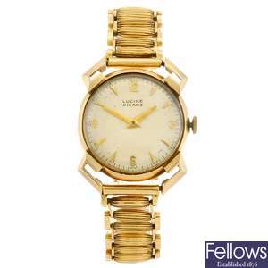 A 14k gold manual wind gentleman's Lucine Picard bracelet watch.