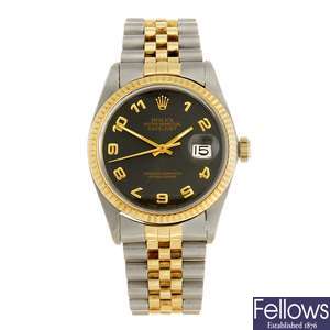 (919009710) A bi-metal automatic gentleman's Rolex Datejust bracelet watch.