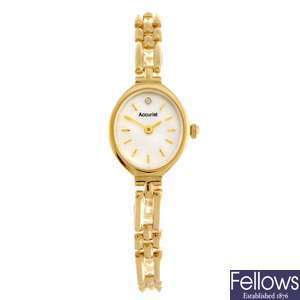 (121083515) A 9k gold quartz lady's Accurist bracelet watch.