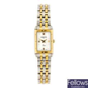 (602038834) A bi-colour quartz lady's Raymond Weil Tango wrist watch.