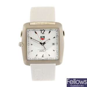 (230970940)  A stainless steel quartz gentleman's Tag Heuer Golf wrist watch.