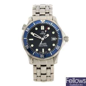 (507026672) A stainless steel quartz mid-size Omega Seamster bracelet watch.