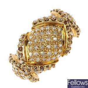 A 9ct gold diamond ring.