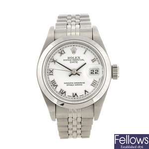 (957000625) A stainless steel automatic lady's Rolex Date bracelet watch.