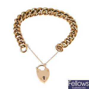 A late 19th century 9ct gold curb-link bracelet. 