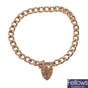 A 9ct rose gold curb link bracelet.