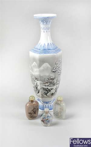 A modern hand-painted Chinese eggshell porcelain vase