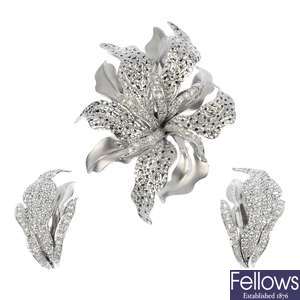 A set of diamond foliate jewellery.