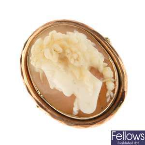 A shell cameo ring.