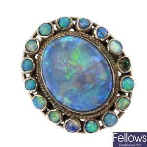 An opal cluster ring.