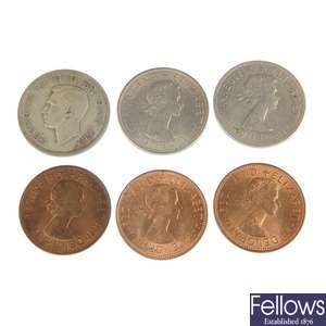 Mixed British predecimal coins.