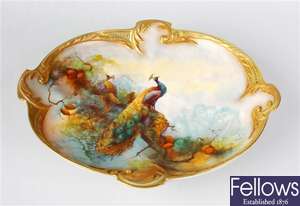 A Royal Worcester porcelain standish or tazza