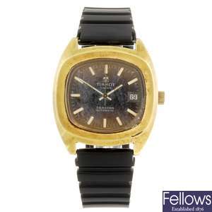 A gold plated automatic gentleman's Tissot Seastar wrist watch.
