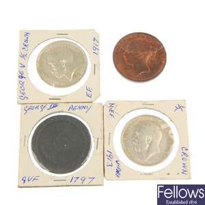 George III to Elizabeth II, silver and base coins.