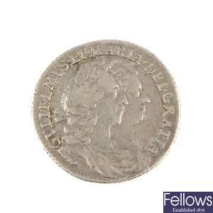 William and Mary, Sixpence 1693.
