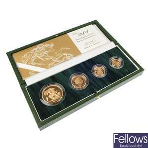 Elizabeth II, Gold Proof Four-Coin Sovereign Collection 2004.