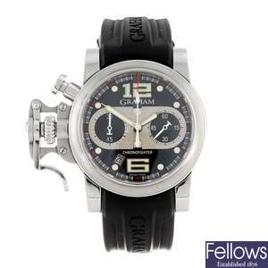 A stainless steel automatic chronograph gentleman's Graham Chronofighter strap watch.