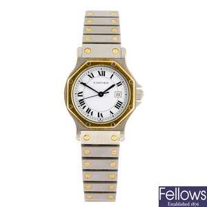 (119185507) A bi-metal automatic Cartier Santos bracelet watch.